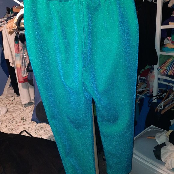 Vixen Turquoise Lurex Cigarette Pants - Picture 4 of 5